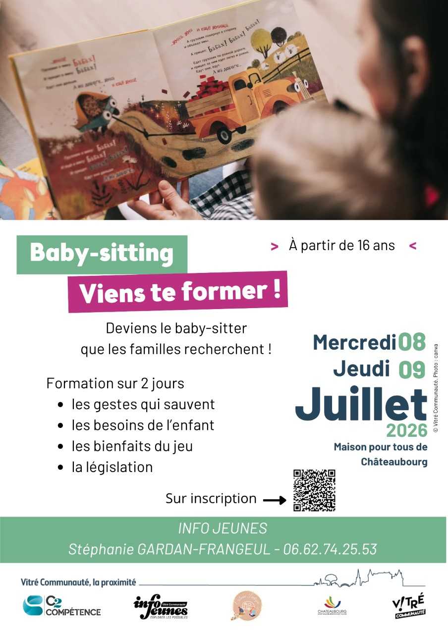 Formation des futurs baby-sitters les 8 et 9 juillet à la Maison pour tous de Châteaubourg - Châtillon-en-Vendelais